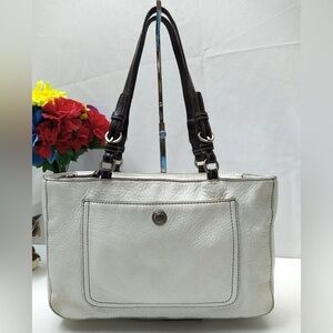 Coach White and Brown Shoulder Bag